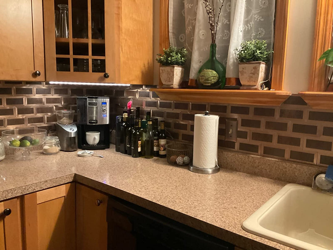 stone and metal backsplash stick on kitchen