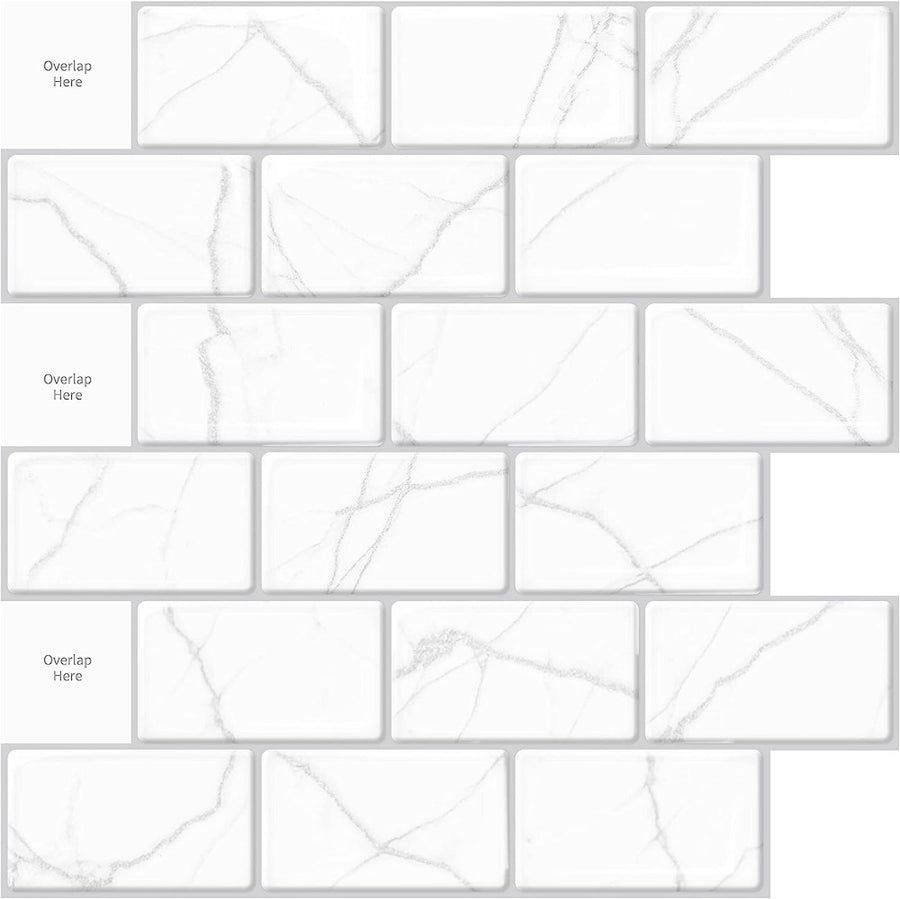 Peel and Stick Backsplash Subway Tiles in Marble Design