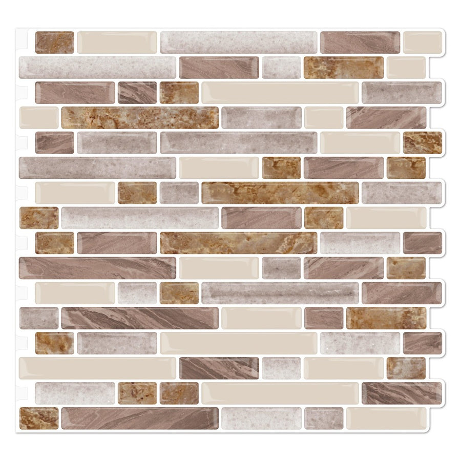 Beige & Brown 3D Vinyl Bathroom Backsplash