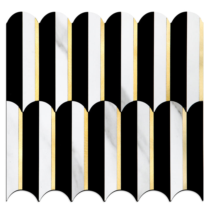 Black & White Marble Mixed Gold Stick on Backsplash