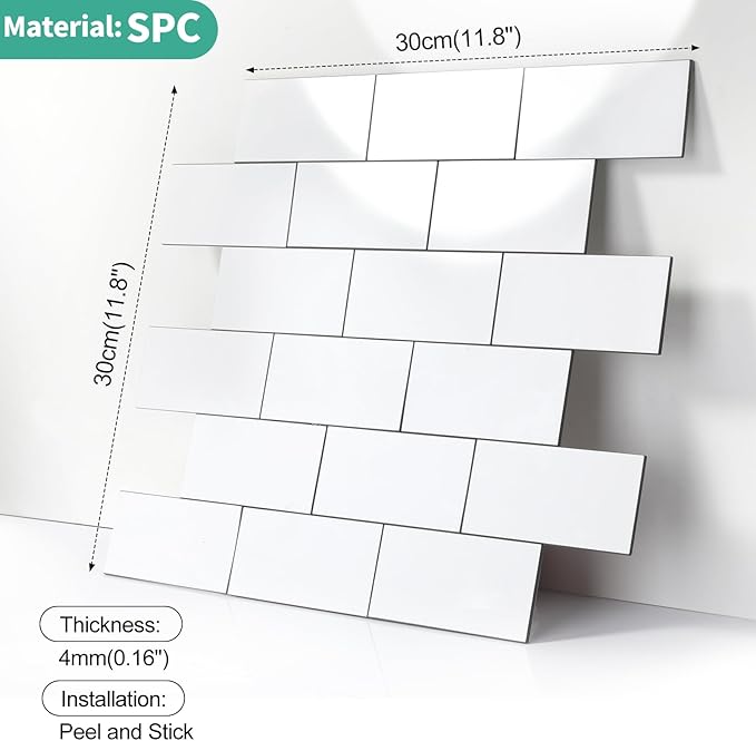 Self-adhesive tile size diagram