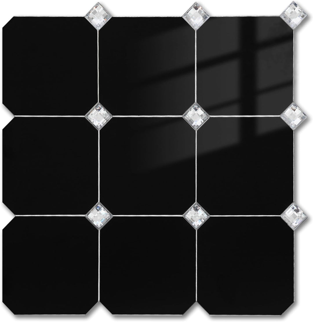 Black Peel and Stick Diamonds Tile