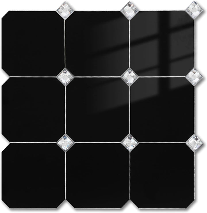 Black Peel and Stick Diamonds Tile