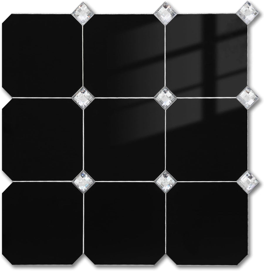 Black Peel and Stick Diamonds Tile