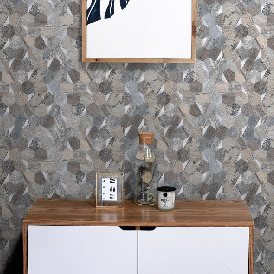 wall decor peel and stick hexagon tile