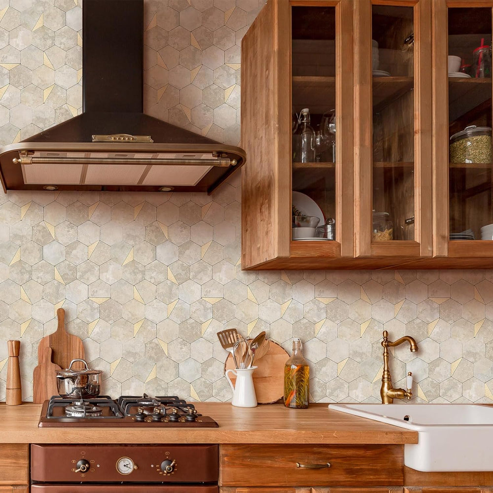 Hexagon Peel and Stick Backsplash for Kitchen