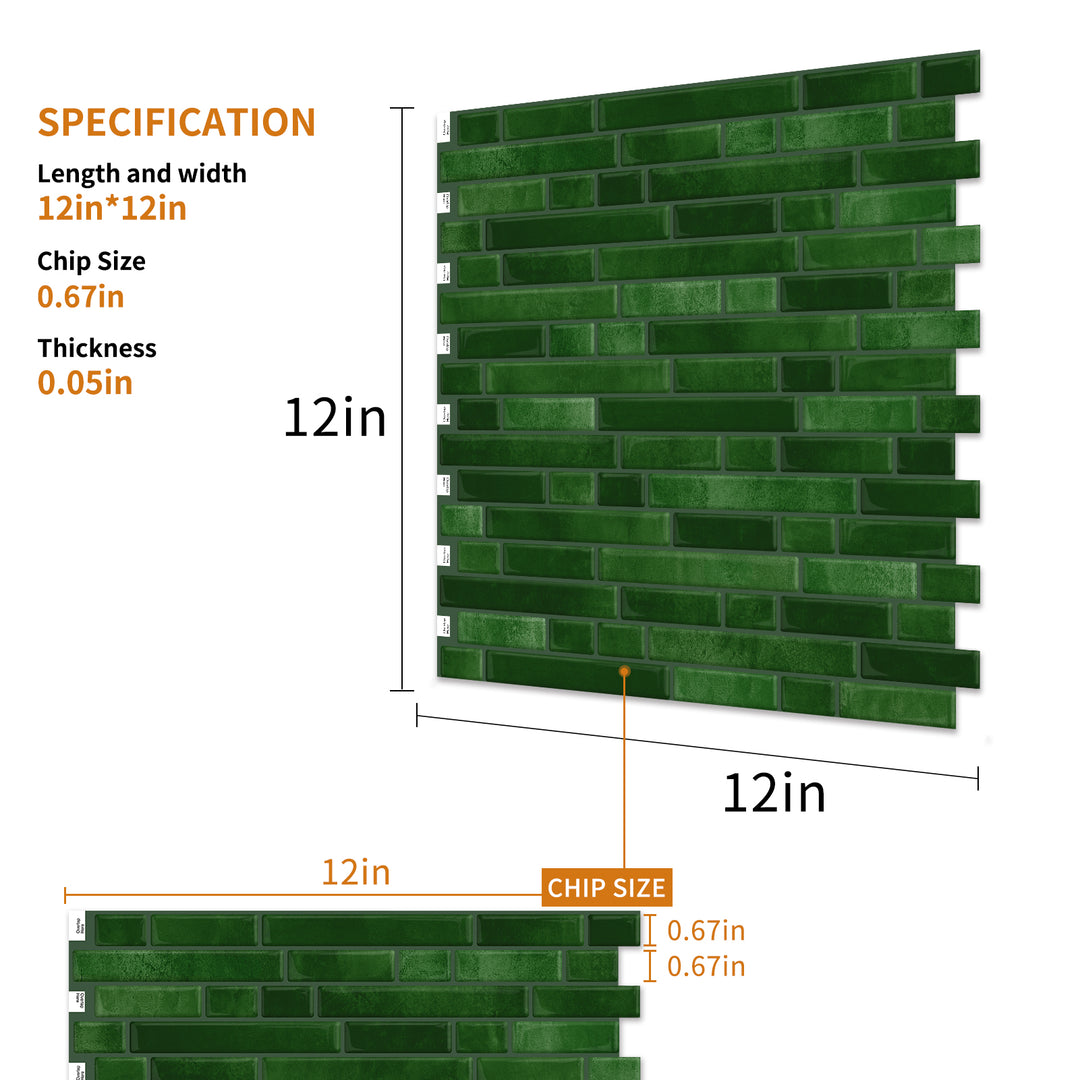Jade Green 3D Vinyl Backsplash Size