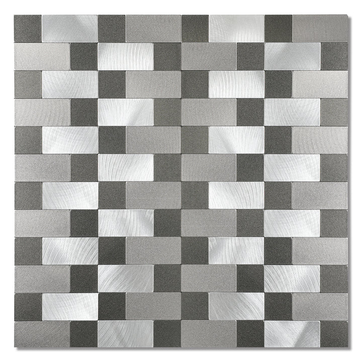 silver & black peel and stick metal tile