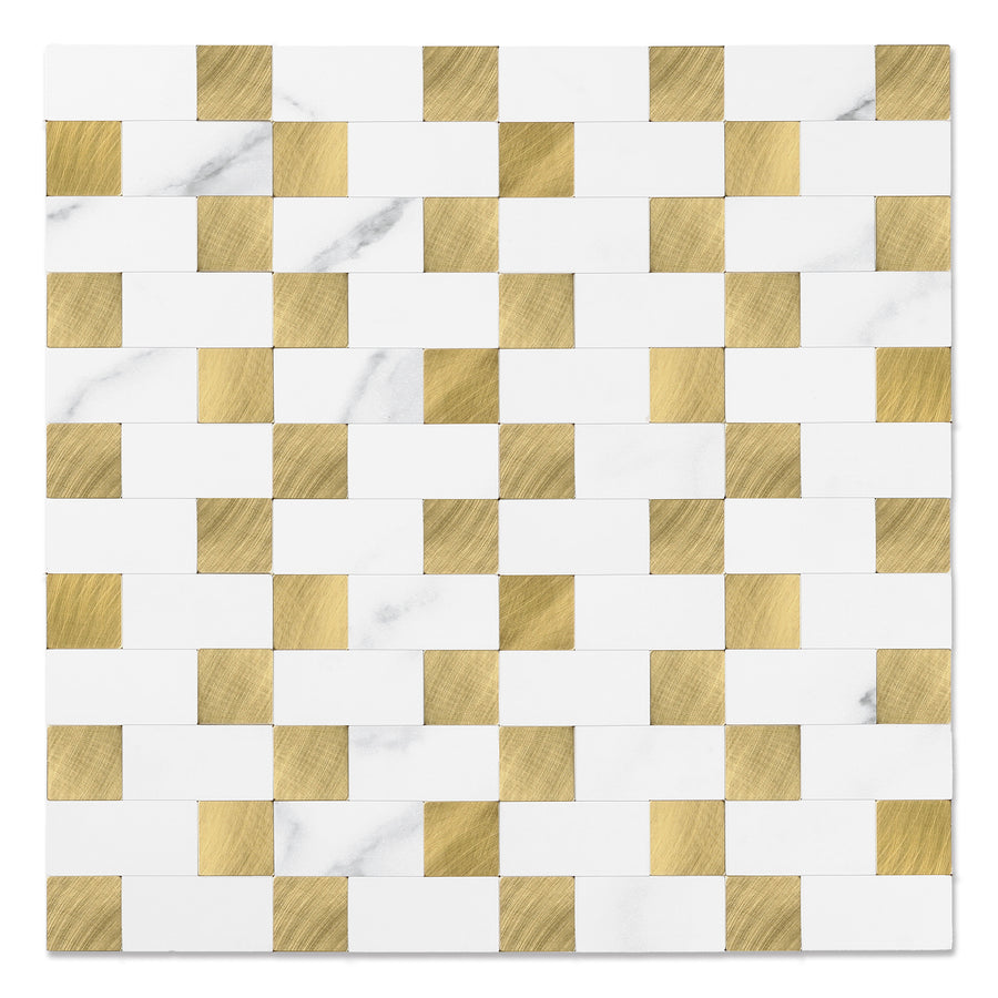 Marble White mixed Gold  Peel and Stick Tiles