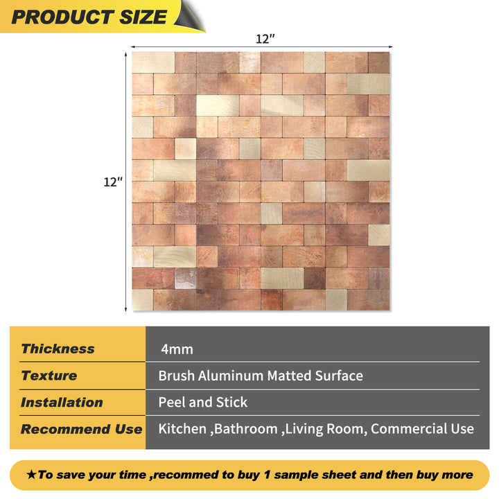 Copper Tile Backsplash Size