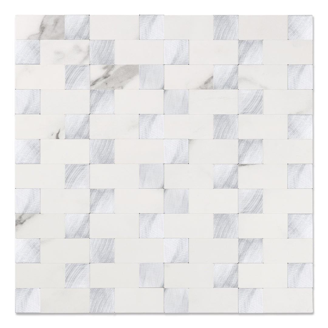 Marble White mixed Metal Tile