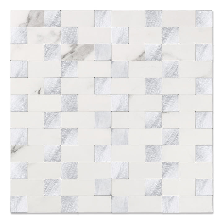 Marble White mixed Metal Tile