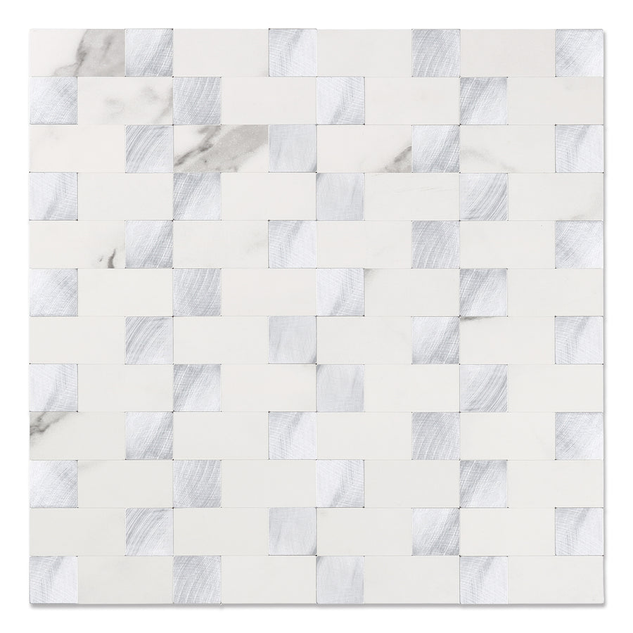 Marble White mixed Metal Tile