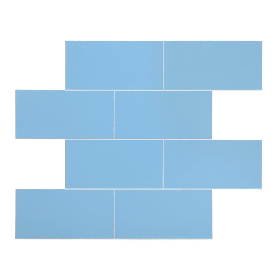 Blue peel and stick wall tiles