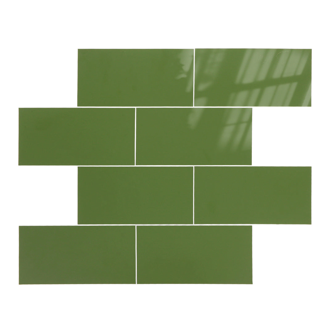 Green peel and stick backsplash