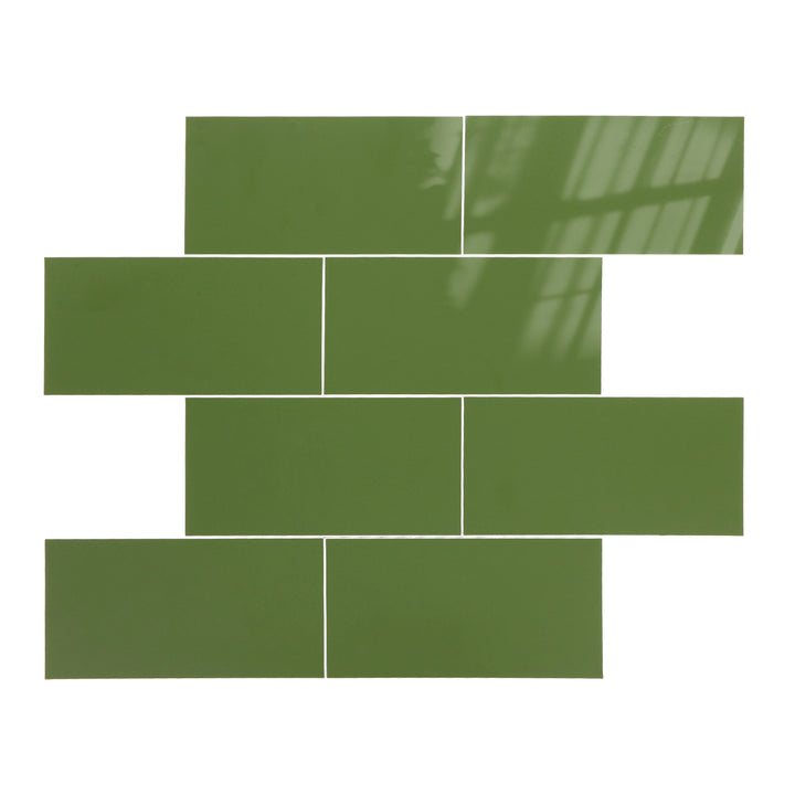 Green peel and stick backsplash