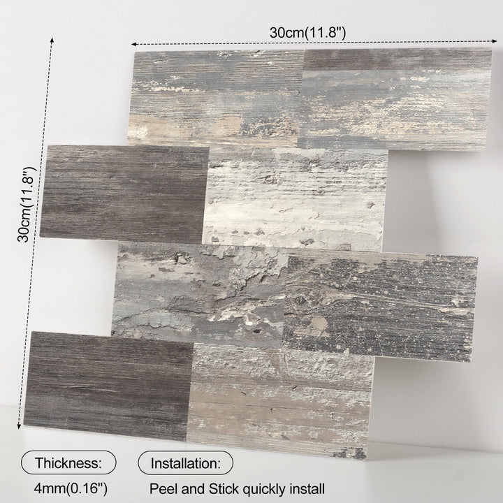 Size chart for self-adhesive wall tiles
