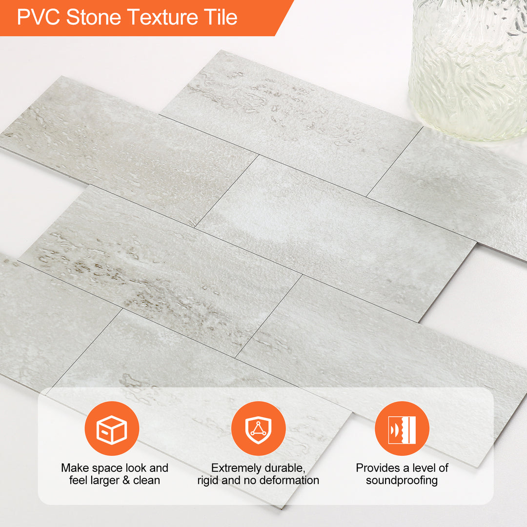 Light Gray Stone Peel and Stick Subway Tile Detail