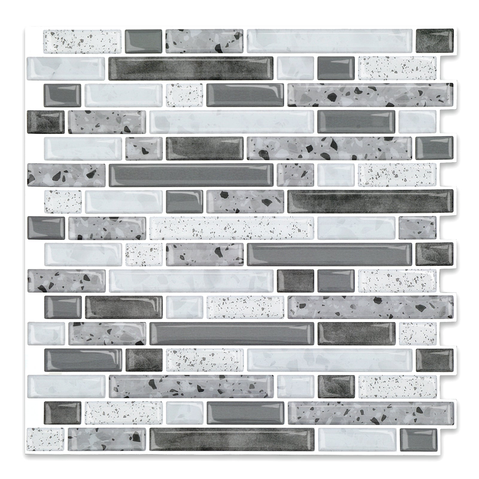 Gray White Peel and Stick Wall Decor Tile 3D Vinyl Backsplash ...