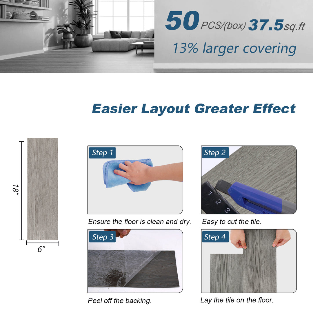 Size of wood-patterned tiles