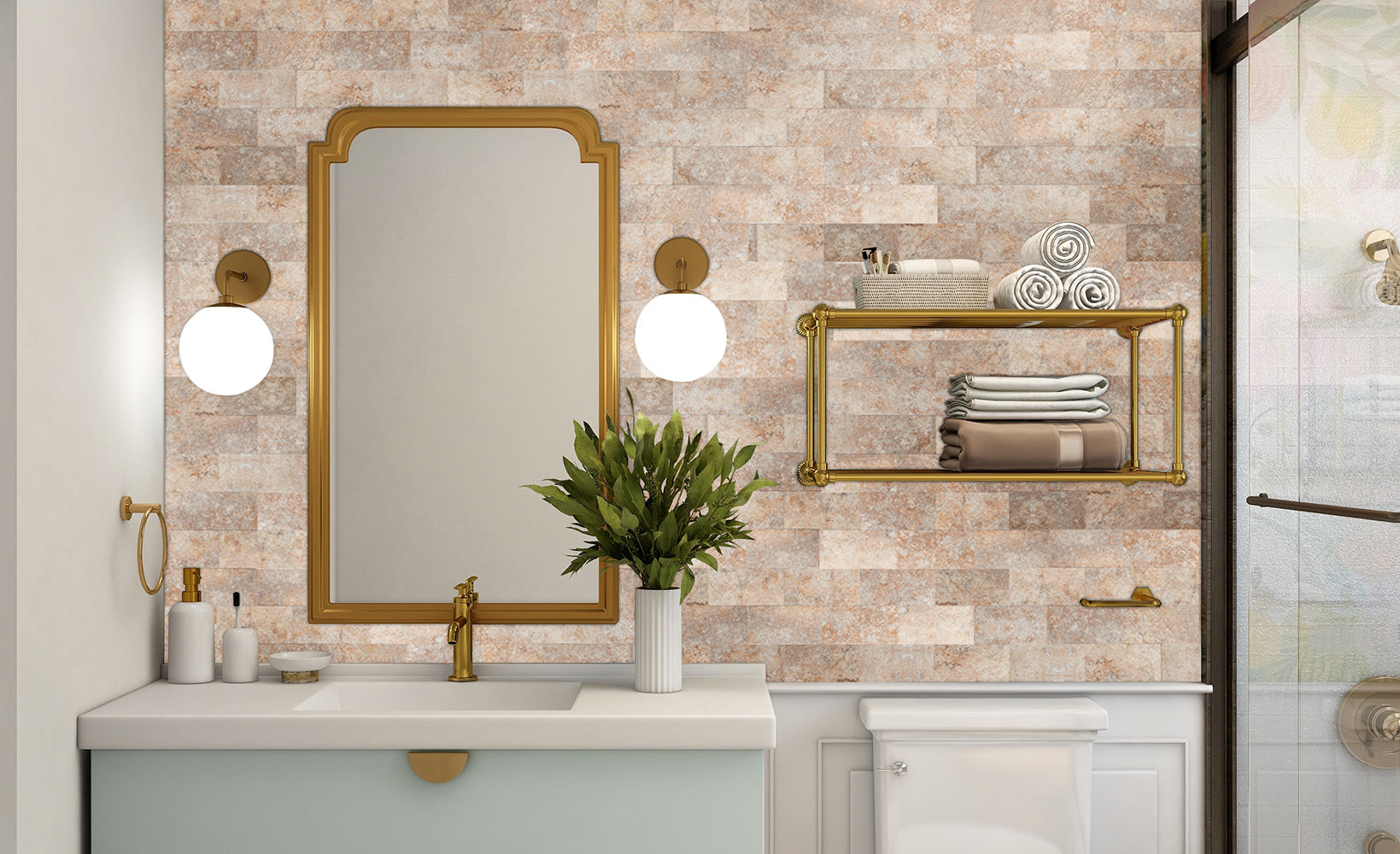 Peel and stick stone backsplash for bathroom