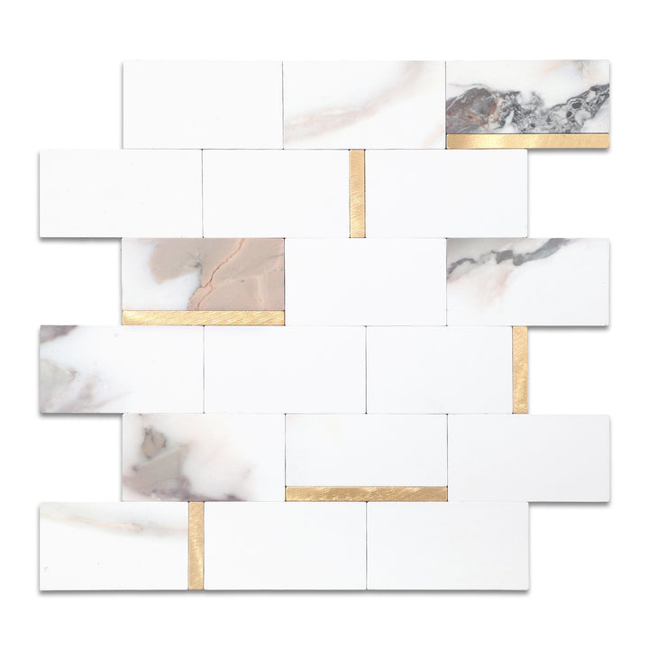 Marble Mixed Gold Metal peel and stick tile backsplash