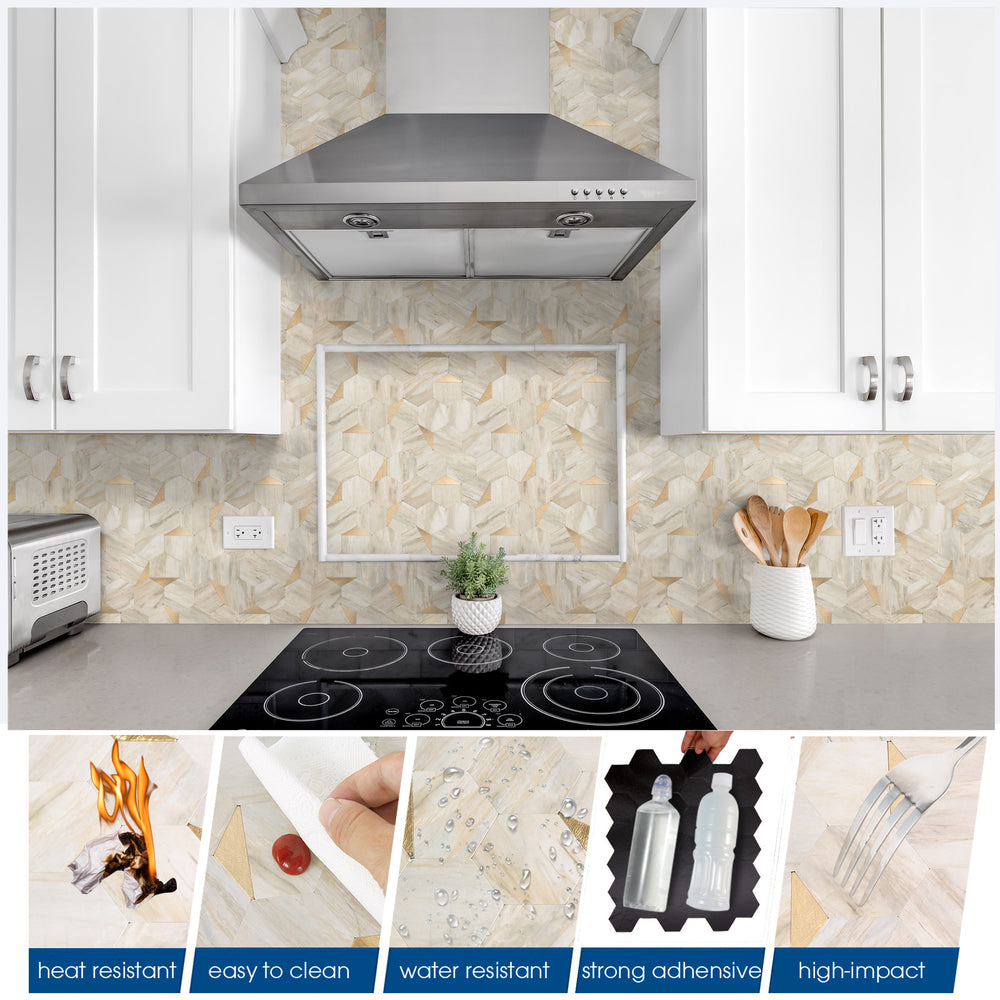 Hexagon Peel and Stick Backsplash Tile