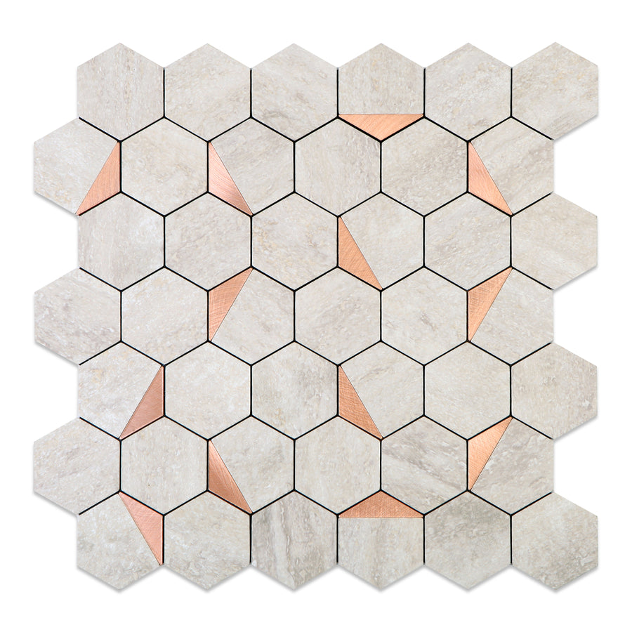 Beige Slate Peel and Stick Hexagon Tiles