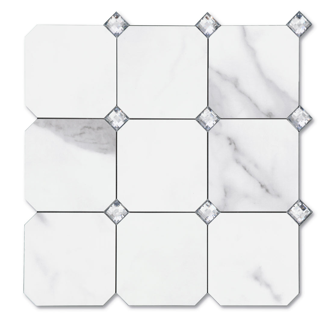 Marble White Peel and Stick Diamonds Tile