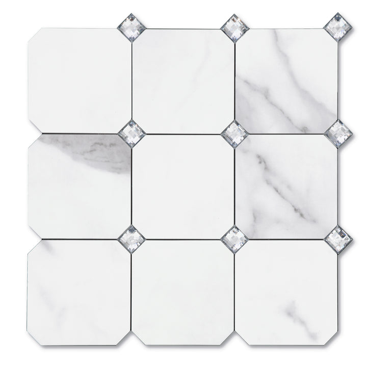 Marble White Peel and Stick Diamonds Tile