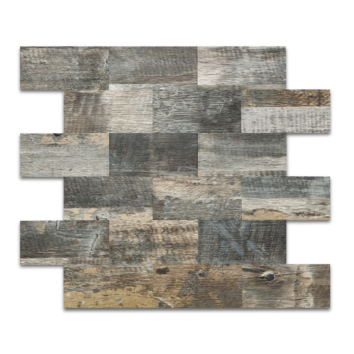12" X 12" Light Gray Peel and Stick Subway Tile PVC Wood Texture Backsplash