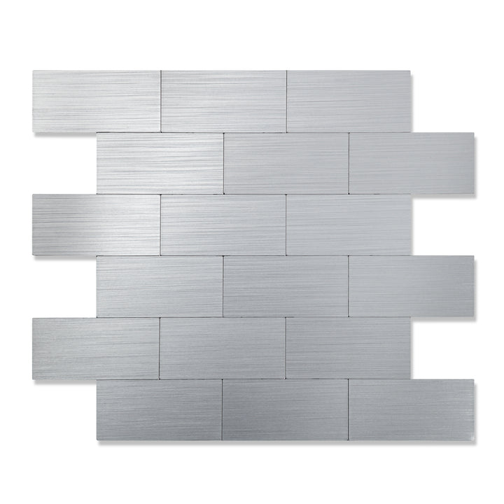Silver Metal Peel and Stick Subway Tile
