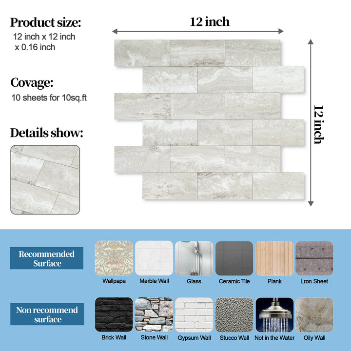 Size of self-adhesive tiles