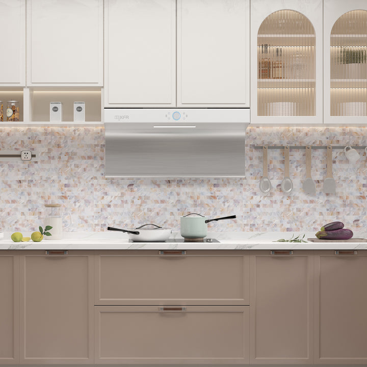 mother of pearl tile stick on kitchen