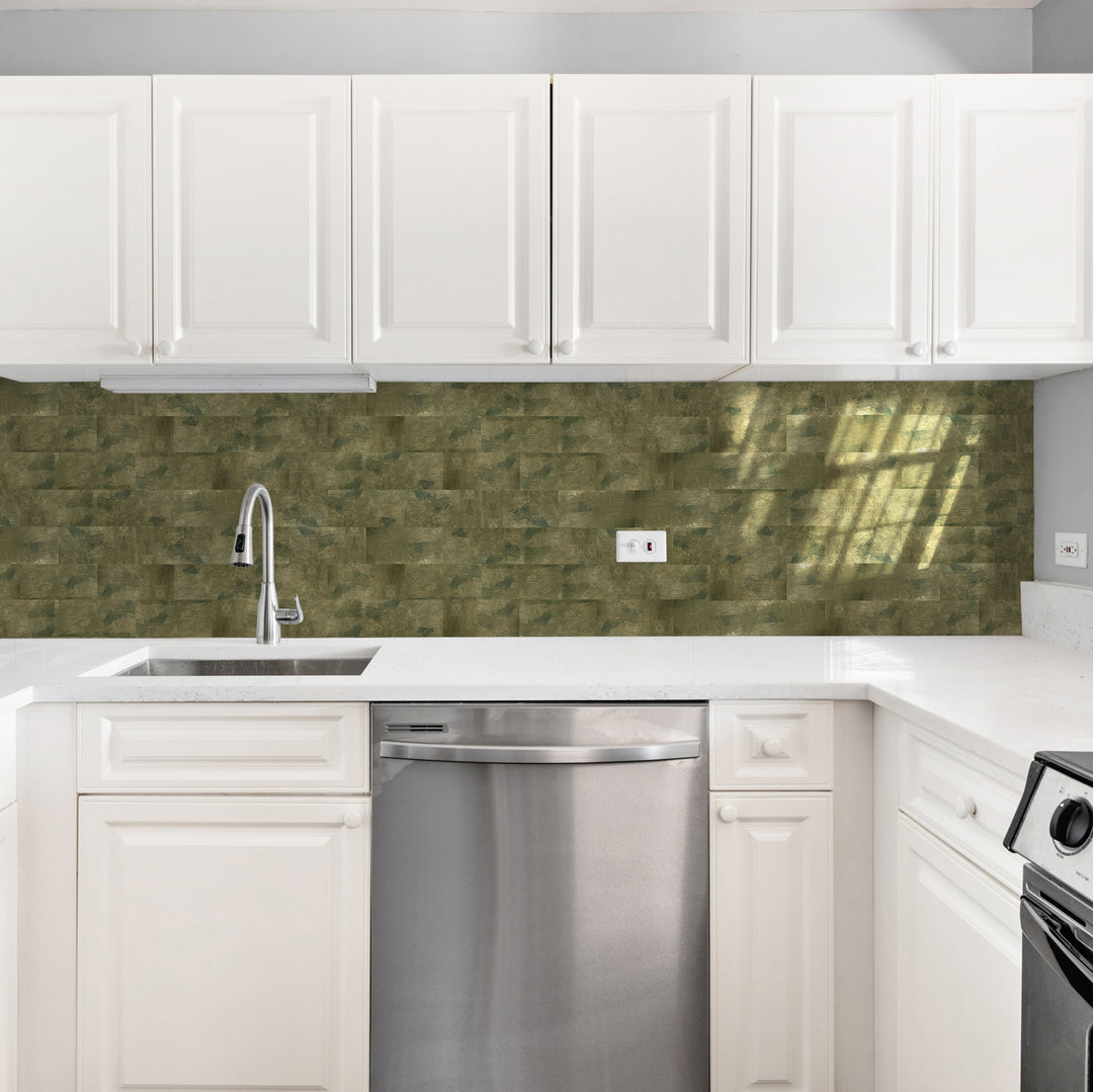 Subway tile backsplash in kitchen