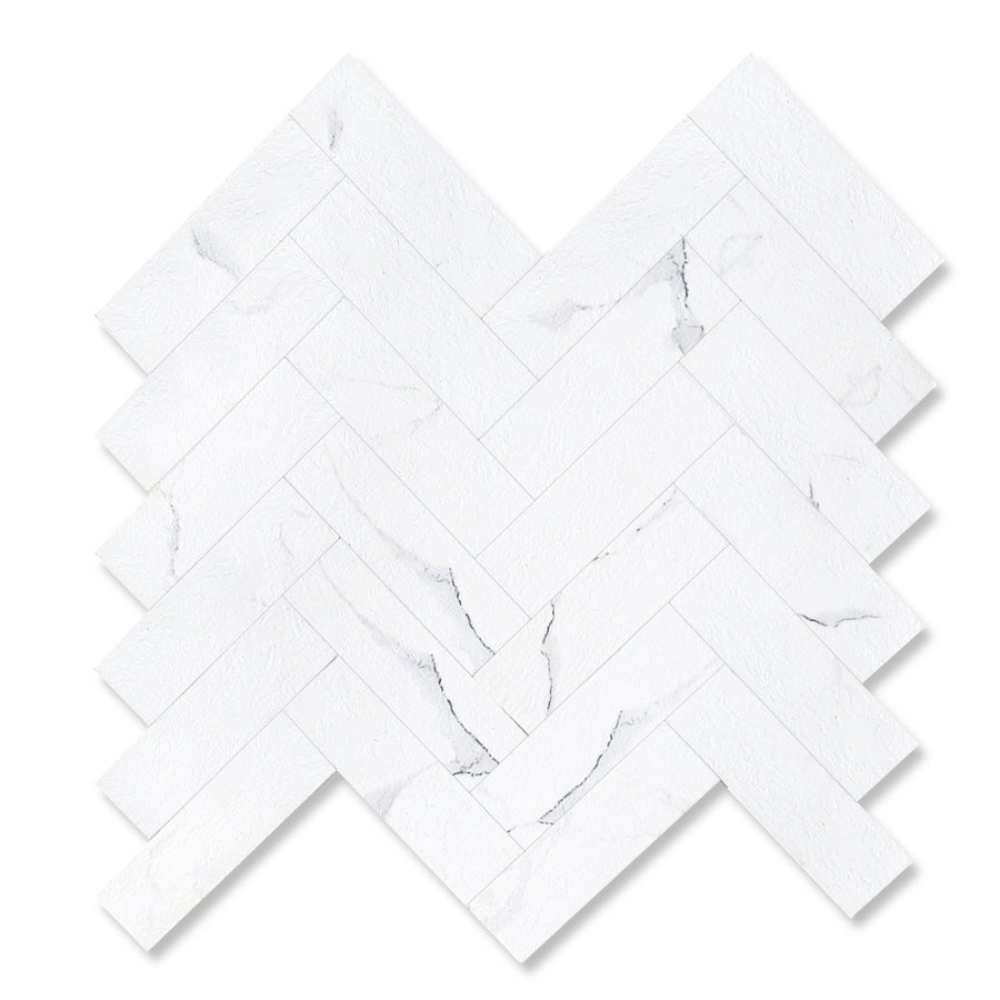 Stone White Herringbone Tile