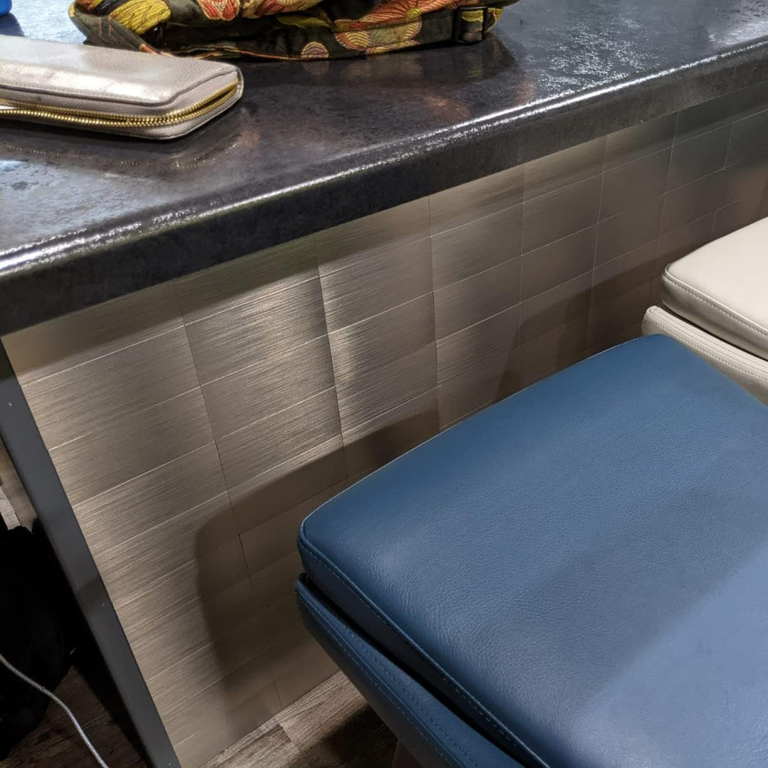 3" X 6"  PVC peel and stick kitchen backsplash in Metal composite image