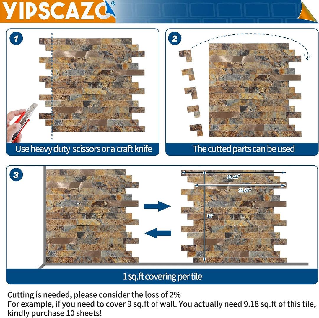 PVC backsplash tile size image Linear Blend in Rusty