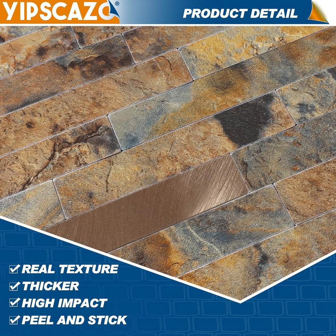 PVC stick on backsplash detail image Linear Blend in Rusty