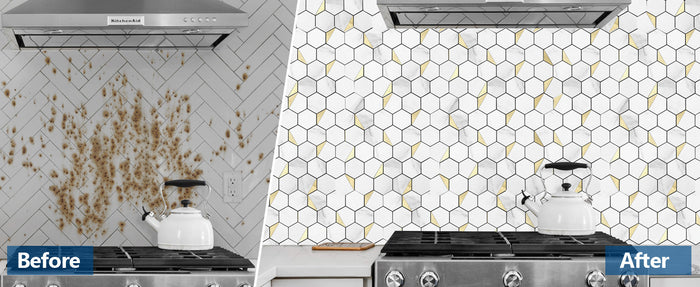 peel and stick tile before after