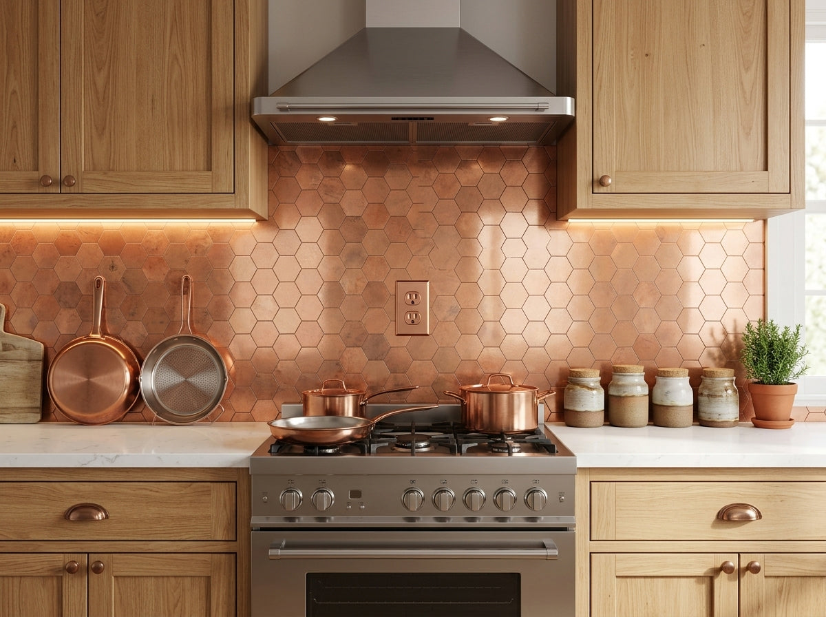 copper kitchen backsplash tile