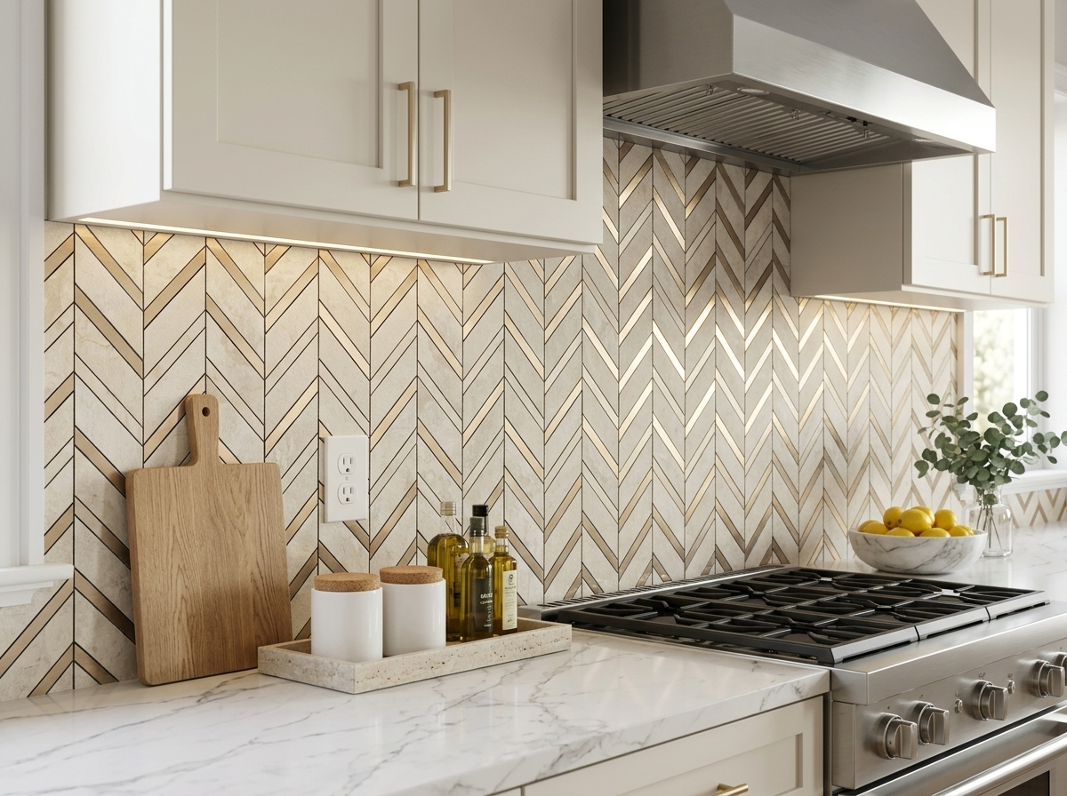 peel and stick herringbone tile for kitchen