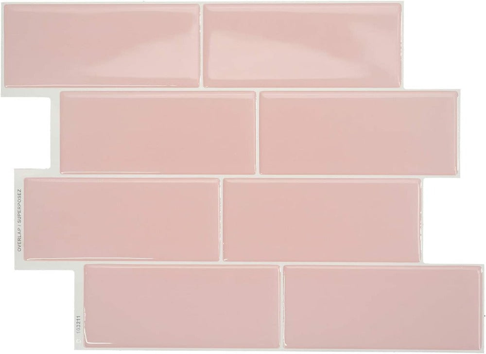 Pink 3D Adhesive Peel and Stick Tile