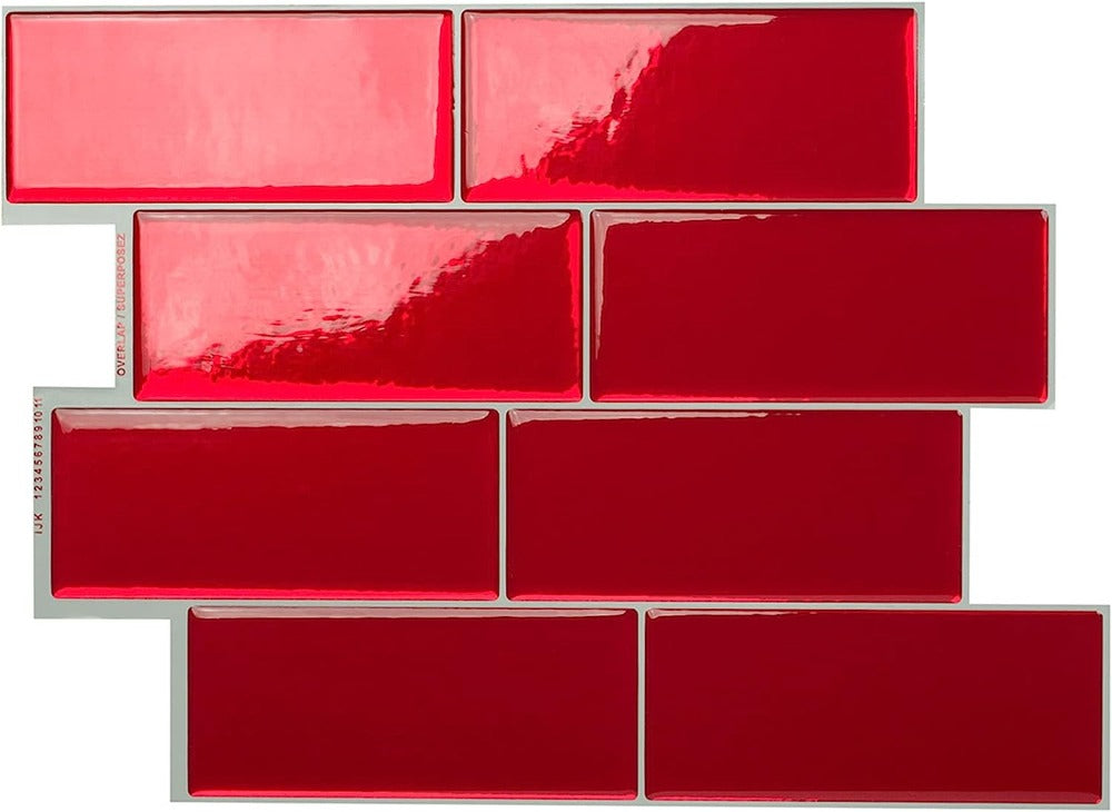 Red 3D Adhesive Peel and Stick Tile