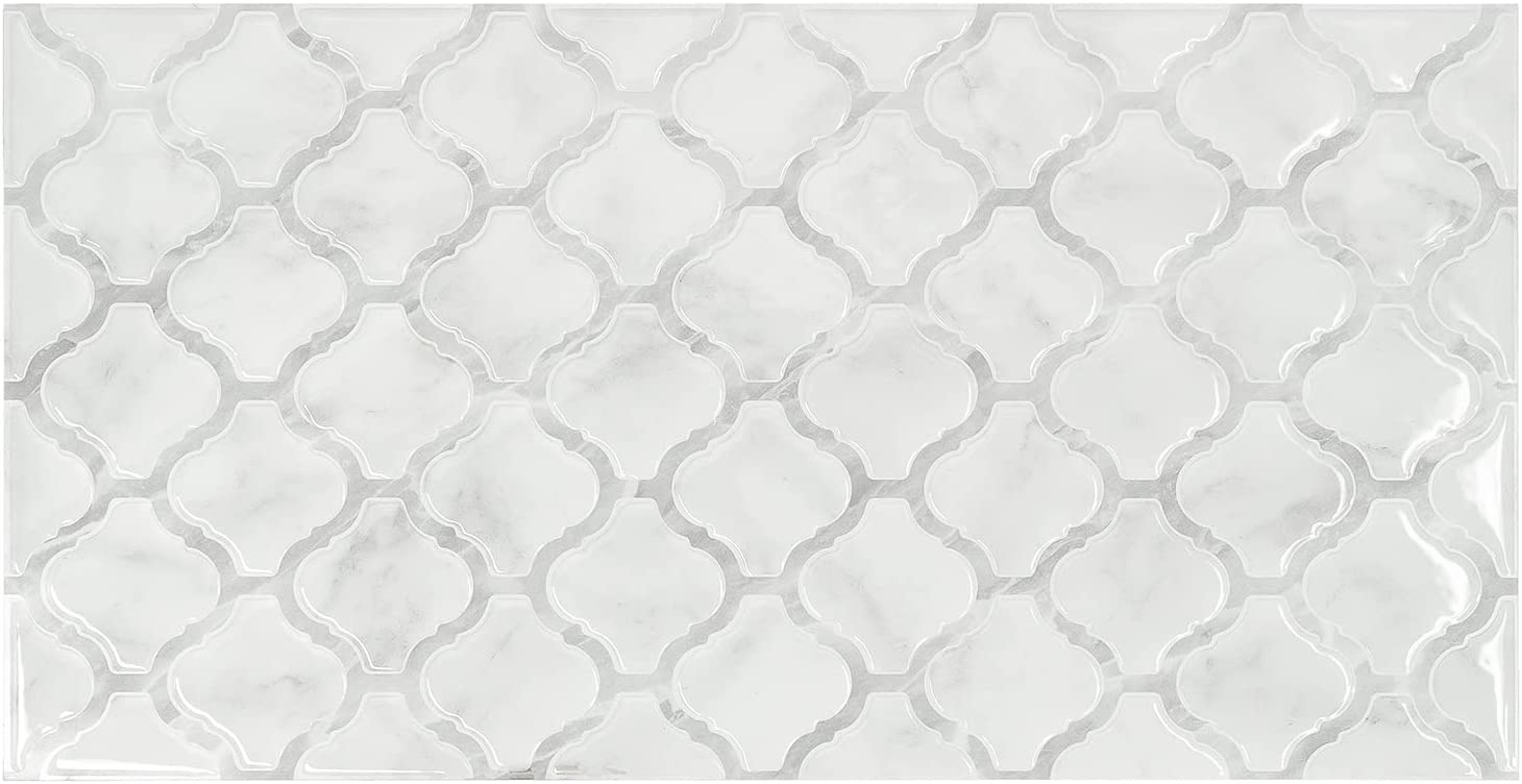 Arabesco White 3D Adhesive Peel and Stick Tile