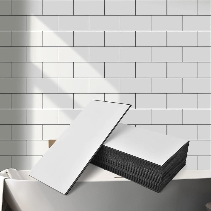 White Marble Peel and Stick Backsplash For Bathroom