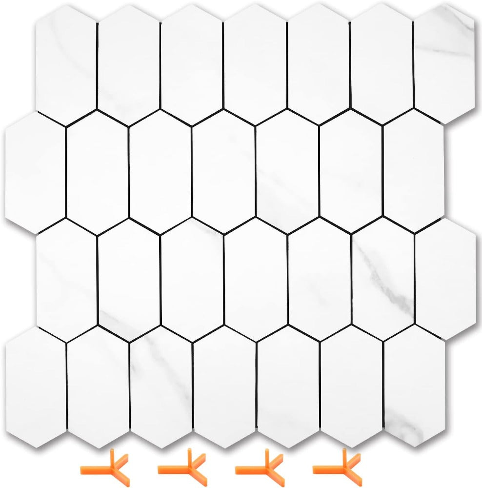 Long Hexagon Peel and Stick Backsplash Tile