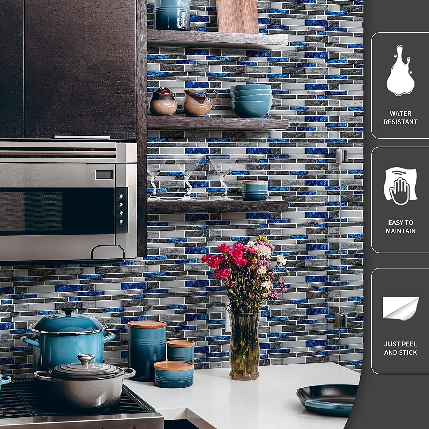 10-Sheet Premium Self-Adhesive Kitchen Backsplash Tiles in Marble