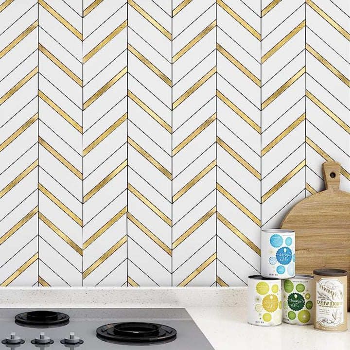 Herringbone Peel and Stick Backsplash For Kitchen