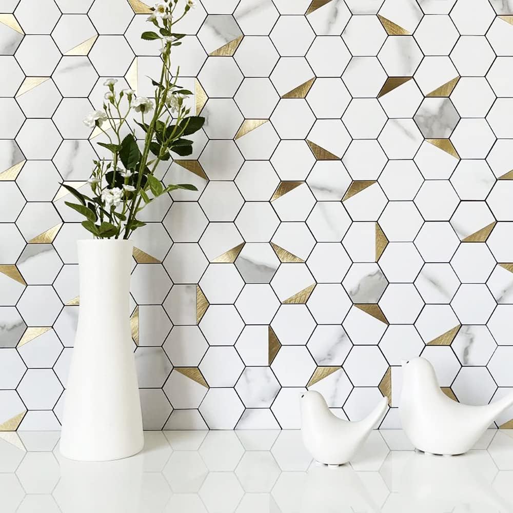 Hexagon Tile Peel and Stick Backsplash For Living Room